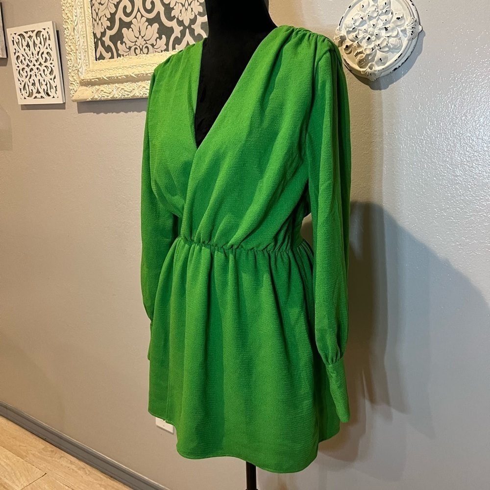 Green NBD faux wrap dress